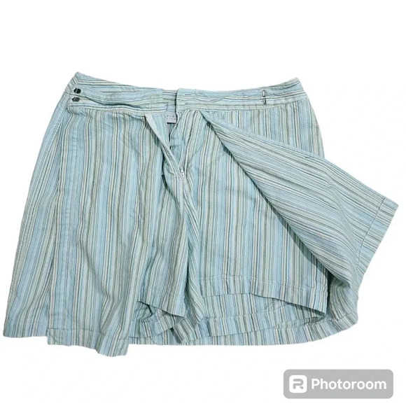 Liz Claiborne First Issue 14 Blue Green Stripe Preppy Y2K Denim Mini Skort VTG - Picture 5 of 7